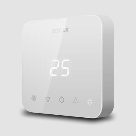 ترموستات دیجیتال روکار اکولوکس Ecolux مدل ET-433w مناسب برای فن کویل، داکت اسپیلت و گرمایش از کف