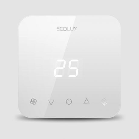 ترموستات دیجیتال روکار اکولوکس Ecolux مدل ET-433w مناسب برای فن کویل، داکت اسپیلت و گرمایش از کف