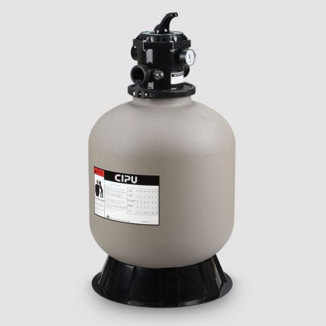 فیلتر شنی تصفیه استخر سیپو CIPU مدل CP-500A با بدنه پلاستیکی و شیر شش راهه از بالا