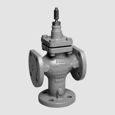 شیر سه راهه موتوری چدنی هانیول V5050A1108 فلنچی سایز 5 اینچ PN16 عملکرد مخلوط کننده (Mixing)