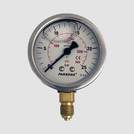 گیج فشار روغنی پکنز 25 بار صفحه 6 سانت عمودی Pakkens