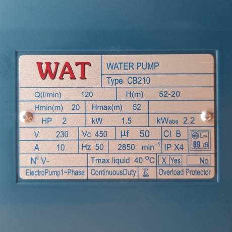 پمپ آب دو اسب دو پروانه وات CB210
