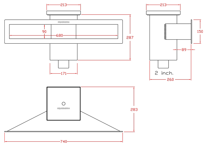 ابعاد و اندازه اسکیمر تمام استیل آکوامارین مدل UA680G