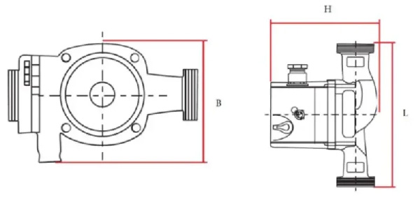 ابعاد و اندازه پمپ سیرکولاتور کالمو Calmo سری EVO