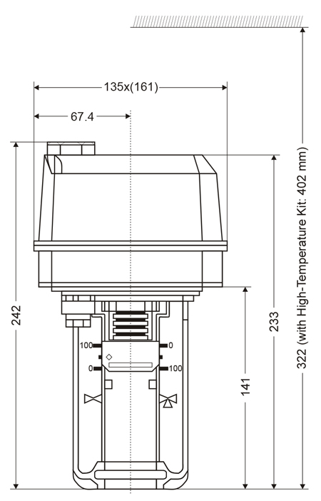ابعاد و اندازه محرک الکتریکی شیر هانیول ML6420