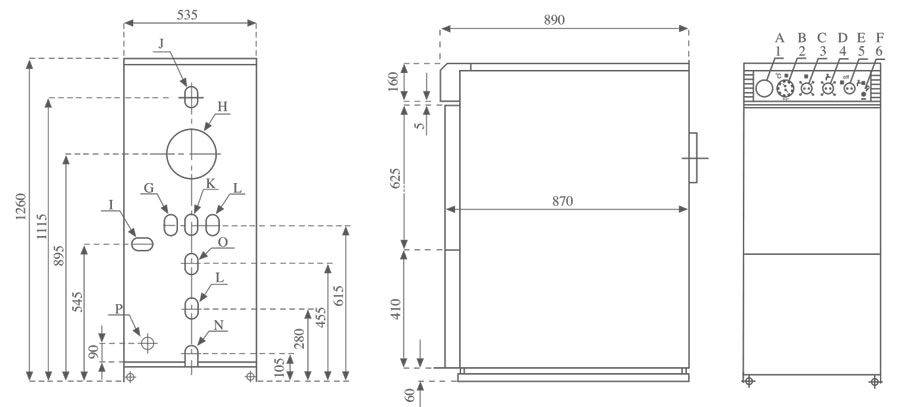 ابعاد و اندازه پکیج زمینی ایران رادیاتور مدل G35 ظرفیت 35000