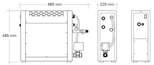 ابعاد و اندازه بخار ساز برقی سونا بخار 4.5 کیلووات تکفاز ساوو STN-45-C1/3