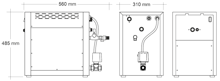 ابعاد و اندازه هیتر برقی سونا بخار 12.0 کیلووات تکفاز ساوو STN-120-3