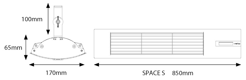 ابعاد و اندازه هیتر برقی تابشی ویتو Veito مدل Space S
