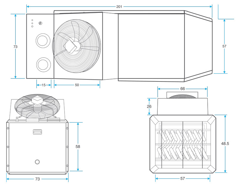 ابعاد و اندازه های جت هیتر گازی انرژی مدل GH860