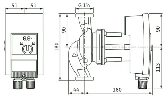 ابعاد و اندازه پمپ سیرکولاتور خطی ویلو هوشمند Wilo آلمان 1 اینچ مدل Yonos MAXO 25/0,5-7